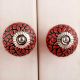 Red Black Etched Floral Knob